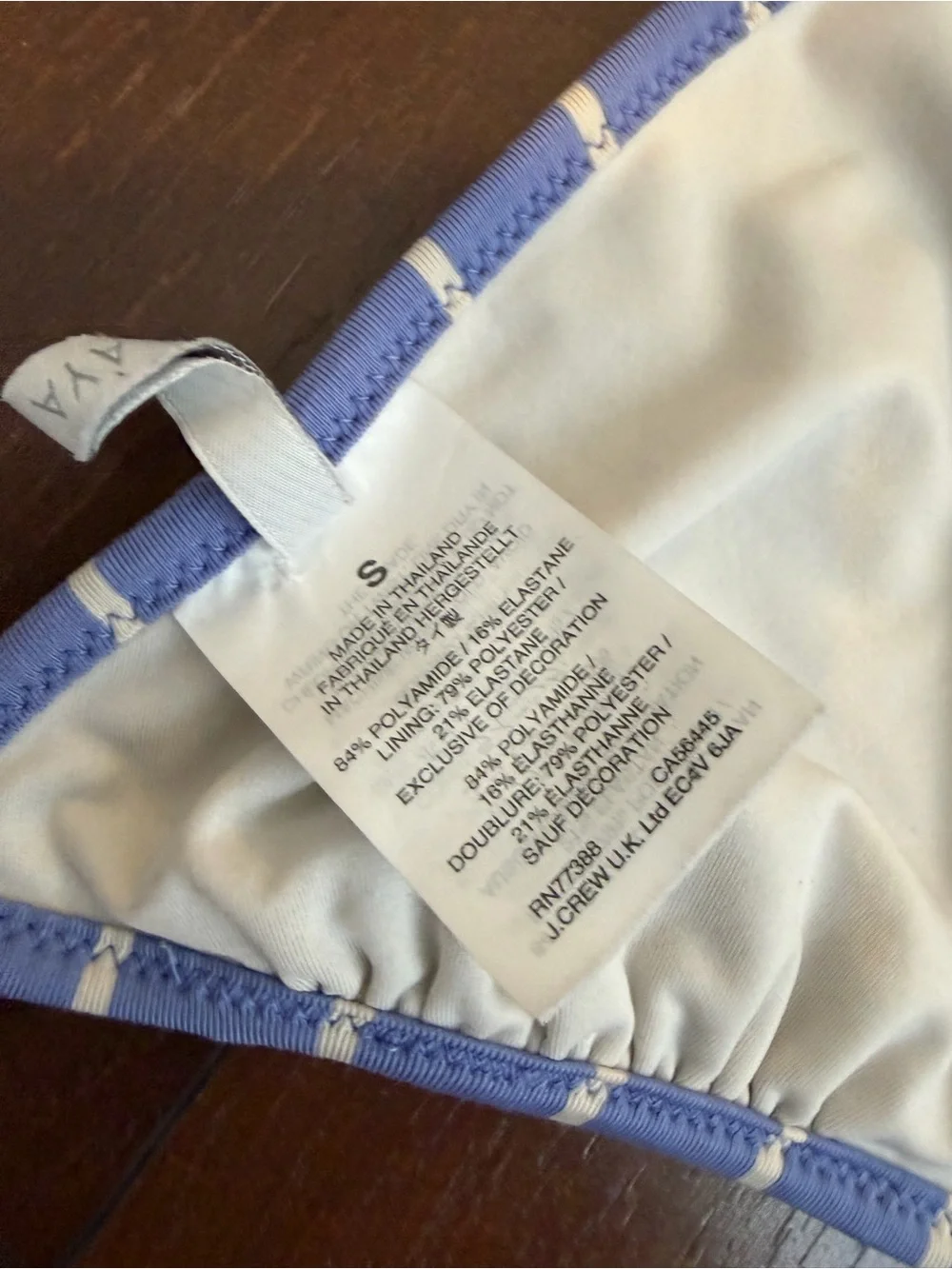 J.Crew Playa String Bikini Top small swim triangle blue stripe bathing suit